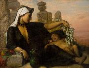 Elisabeth Jerichau Baumann Egyptian Fellah woman with her child. oil painting artist